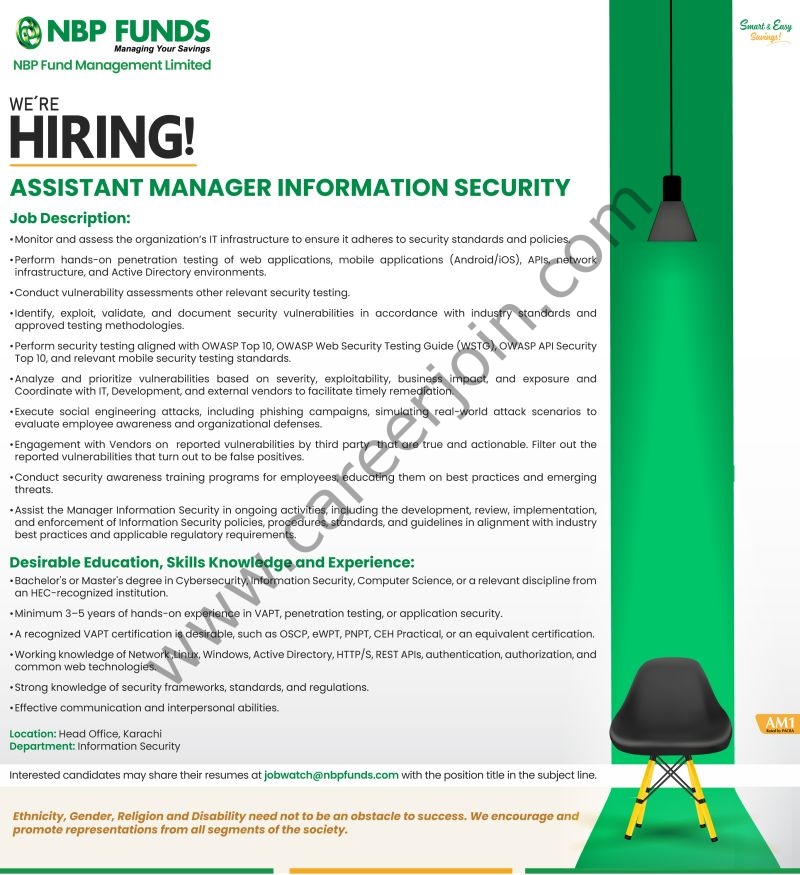 NBP Funds Management Limited Jobs Assistant Manager Information Security 1