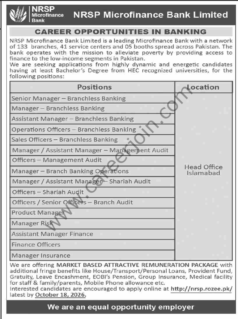 NRSP Microfinance Bank Ltd Jobs 04 October 2026 Dawn 1