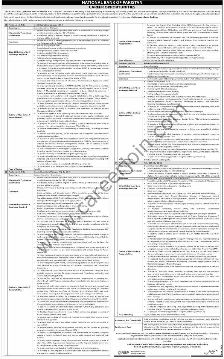 National Bank of Pakistan NBP Jobs 25 October 2026 Dawn 01 1
