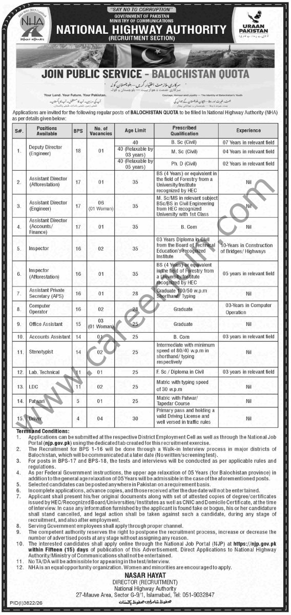 National Highway Authority NHA Jobs 28 October 2026 Dawn 1