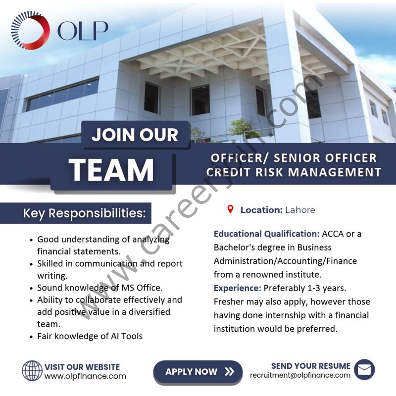 OLP Financial Services Pakistan Limited Jobs Officer / Senior Officer Credit Risk Management 1