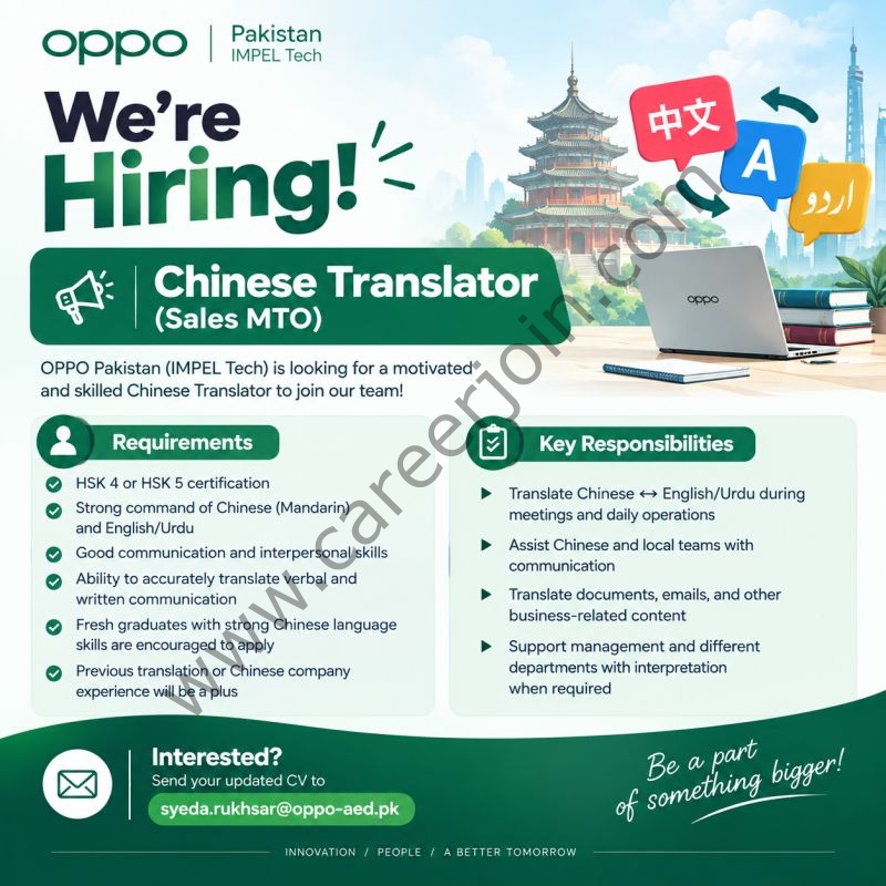 OPPO Pakistan Jobs Chinese Translator 1