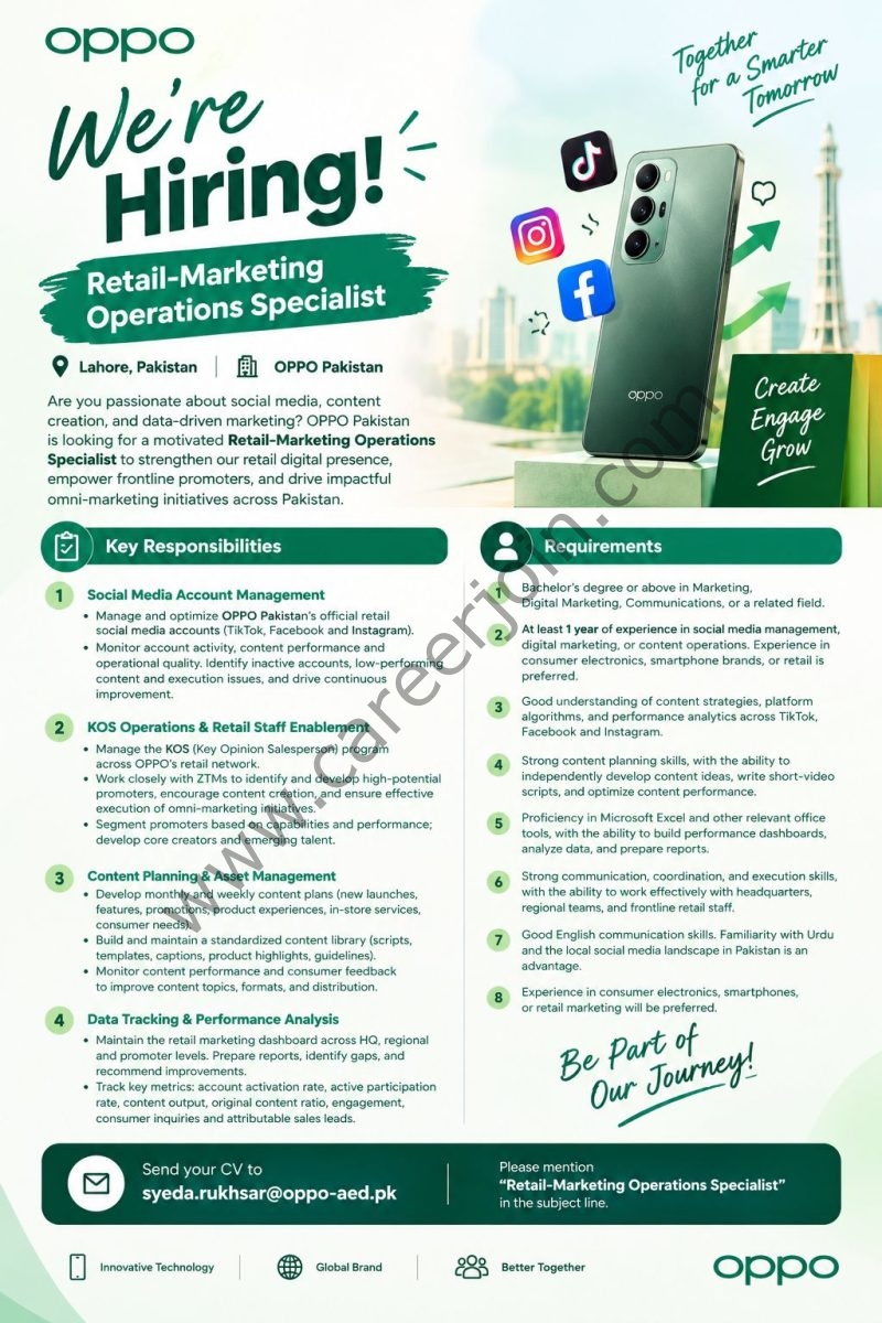 OPPO Pakistan Jobs Retail Marketing Operations Specialist 1