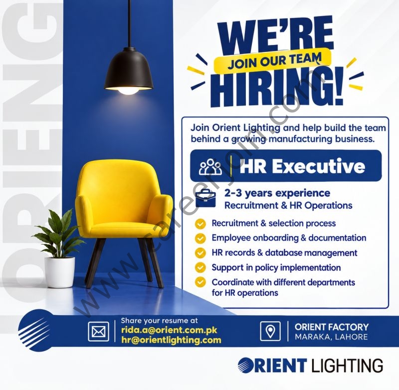 Orient Lighting Jobs HR Executive Recruitment & Operations 1