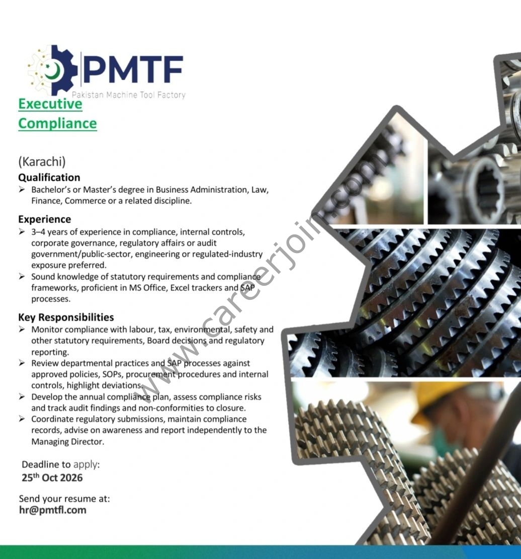 Pakistan Machine Tool Factory (PMTF) Jobs October 2026 2