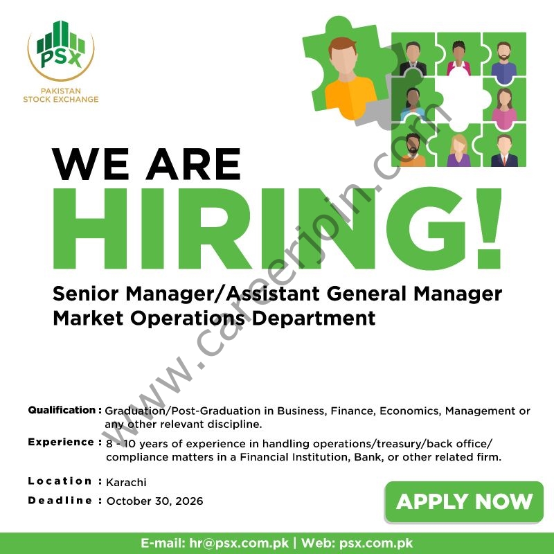 Pakistan Stock Exchange (PSX) Jobs Senior Manager/Assistant General Manager 1
