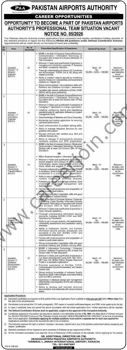 Pakistan Airports Authority PAA Jobs 23 October 2026 Dawn 1