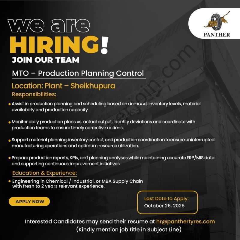 Panther Tyres Limited Jobs MTO Production Planning Control 1