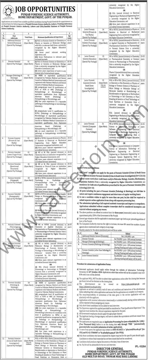 Punjab Forensic Science Authority PFSA Jobs 04 October 2026 Jang 1