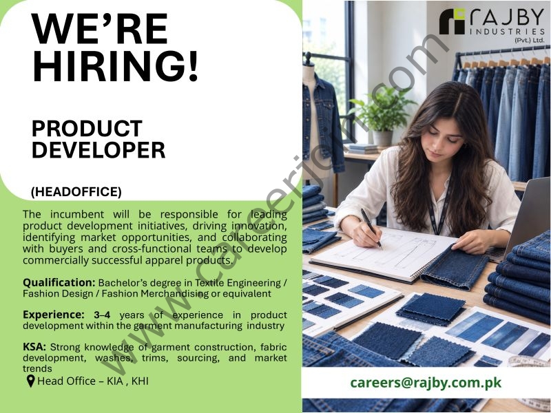 RAJBY Industries Jobs Product Developer 1
