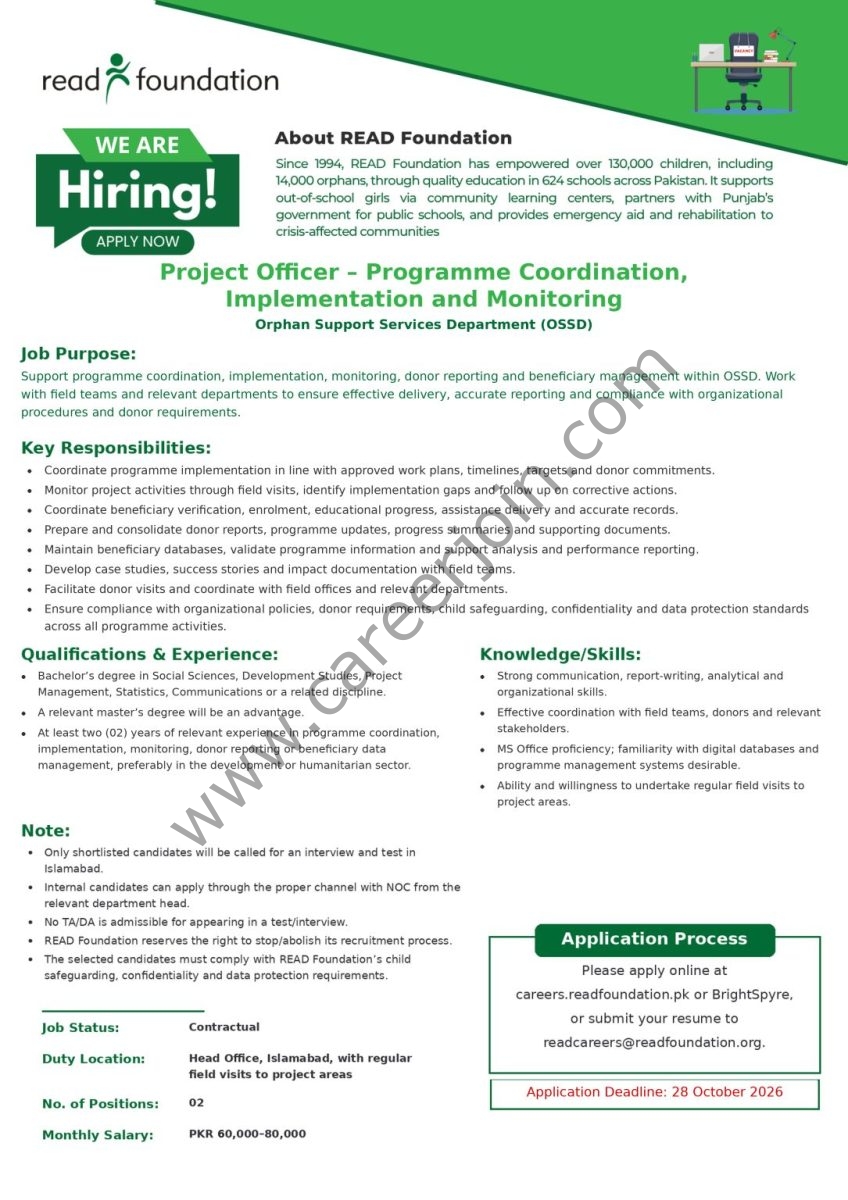 READ Foundation Jobs Project Officer 1