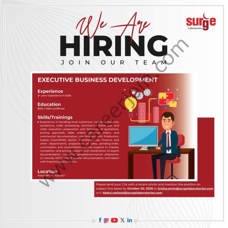 Logistical Email Examples Surge Laboratories Jobs Executive Business Development