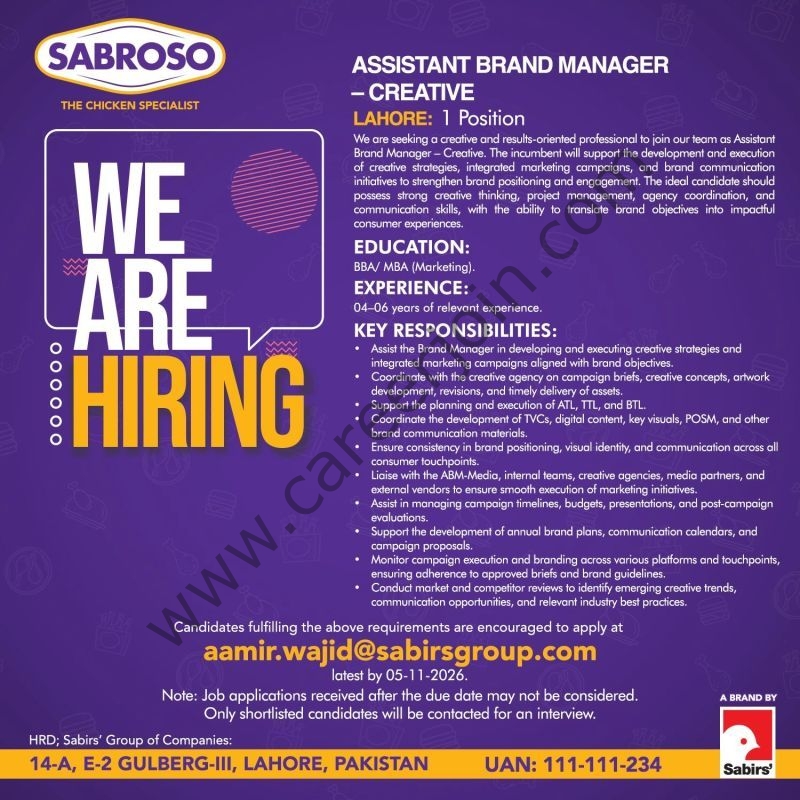 Sabroso Pakistan Jobs Assistant Brand Manager 1