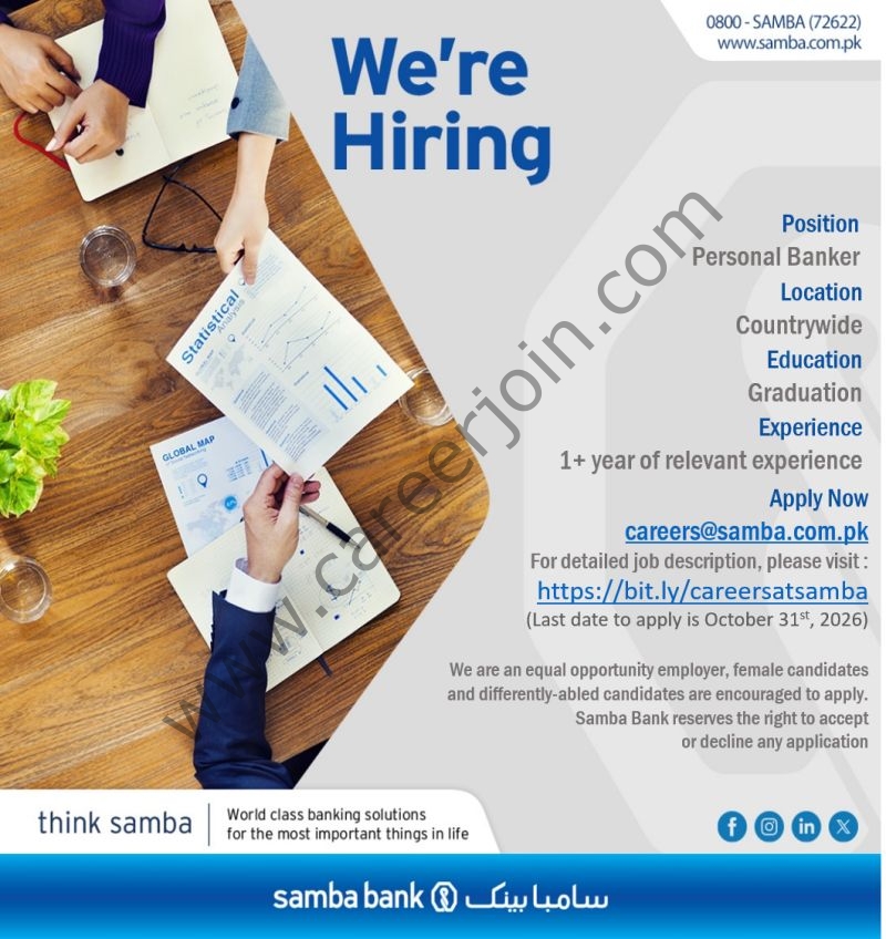 Samba Bank Ltd Jobs 18 October 2026 1