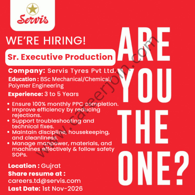 Servis Tyres Pvt Ltd Jobs Senior Executive Production 1