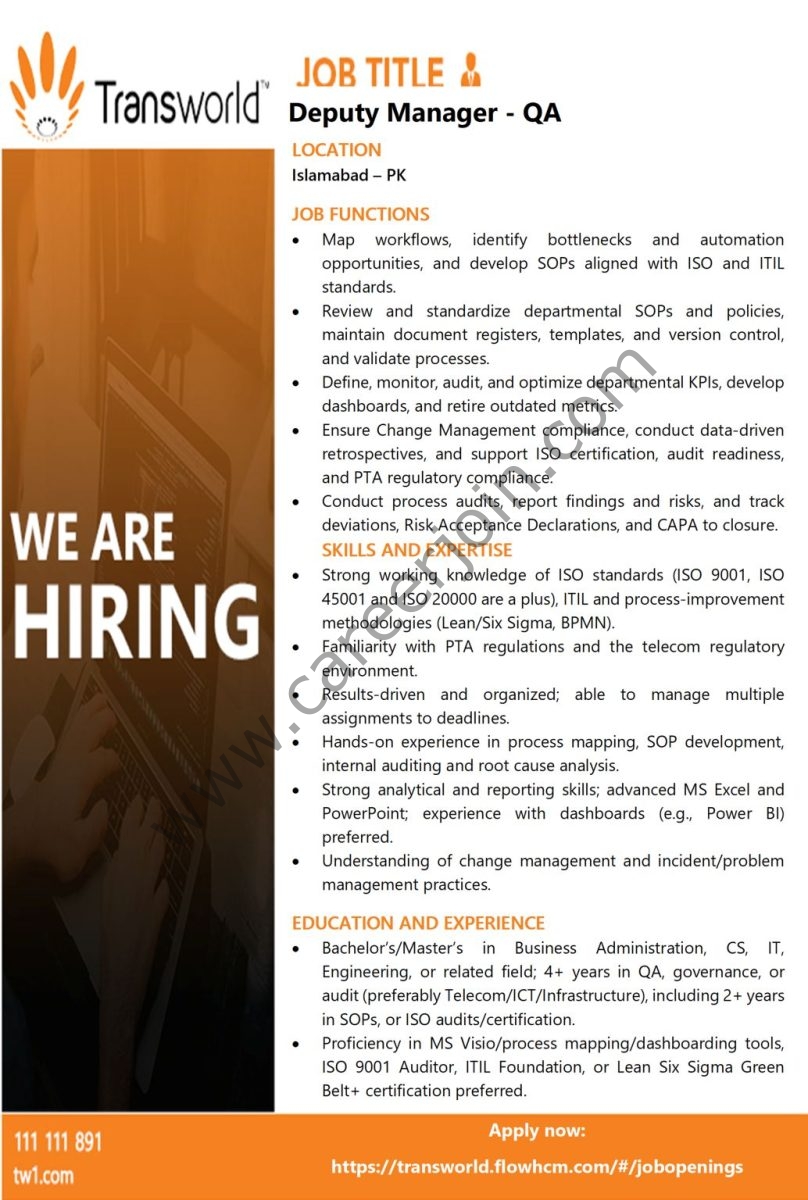 Change Control Process For Cs Transworld Associates Jobs October 2026