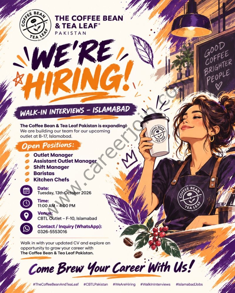 The Coffee Bean & Tea Leaf Pakistan Jobs October 2026 1