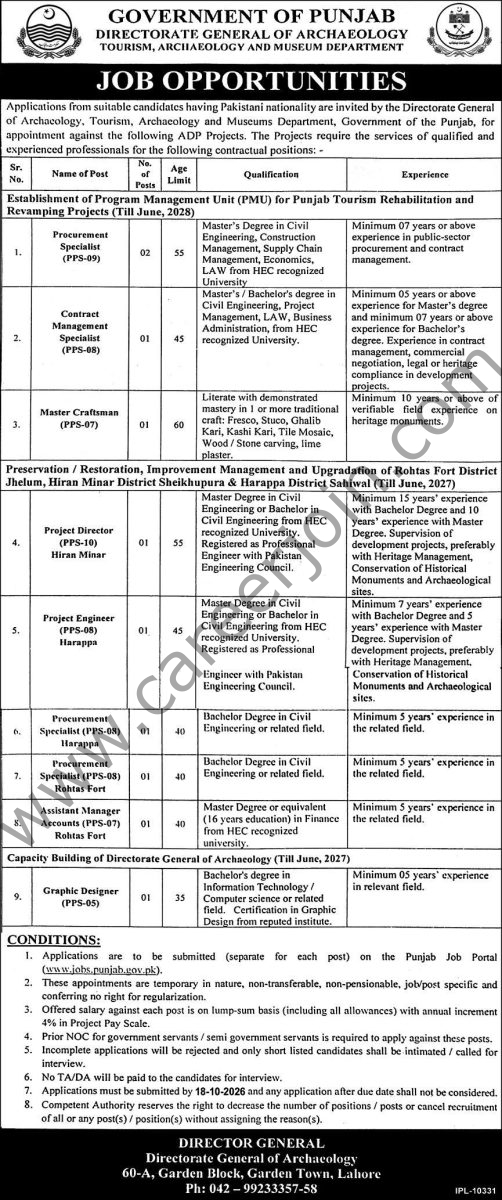 Tourism Archaeology & Museum Department Jobs 02 October 2026 Express 1