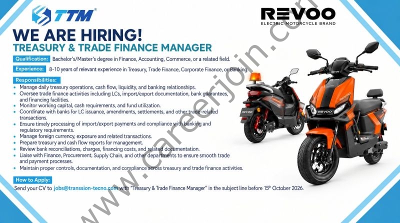 Transsion Tecno Motors Jobs Treasury & Trade Finance Manager 1