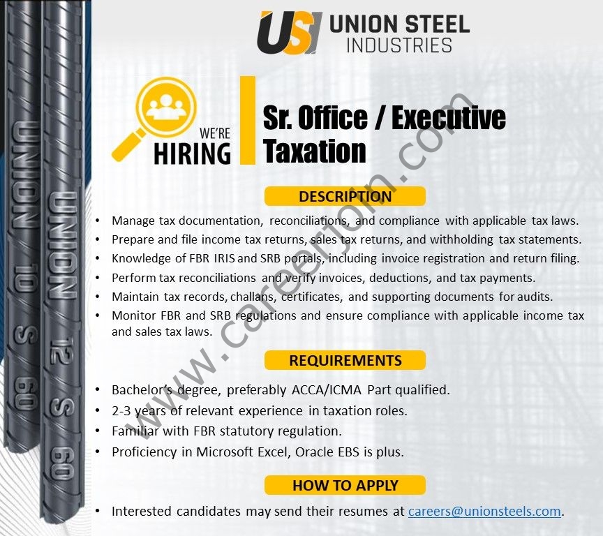 Union Steel Industries Jobs Sr Officer / Executive Taxation 1