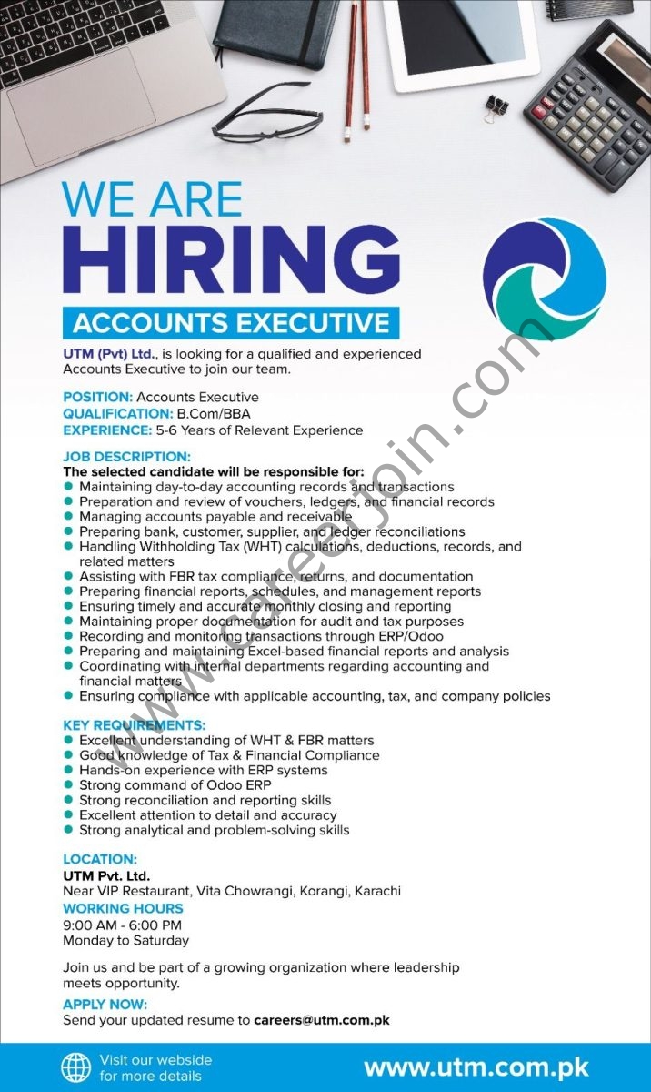 UTM Pvt Ltd Jobs Accounts Executive  1