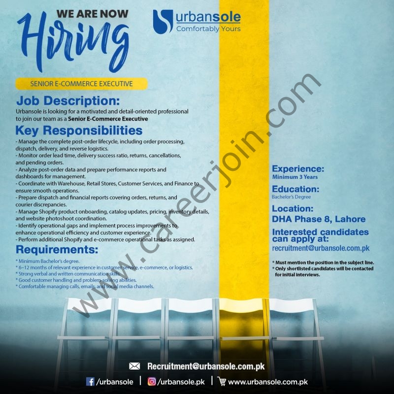 UrbanSole Pakistan Jobs Senior E-Commerce Executive 1