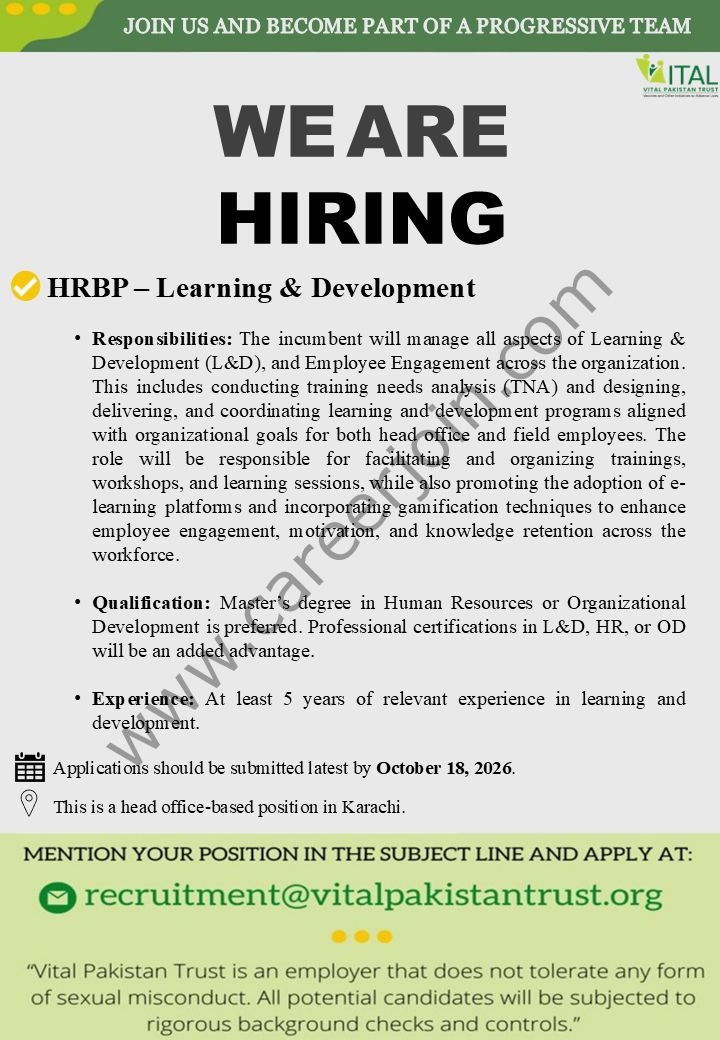 Vital Trust Pakistan Jobs HRBP Learning & Development 1