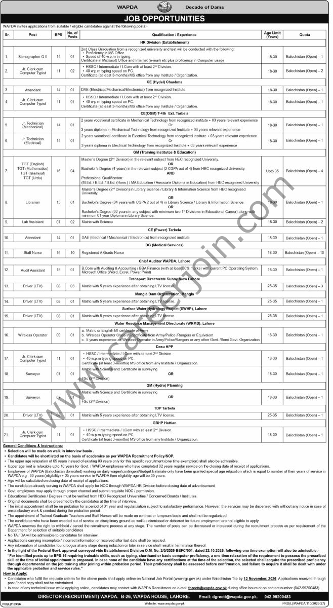 WAPDA Jobs 29 October 2026 Dawn 1