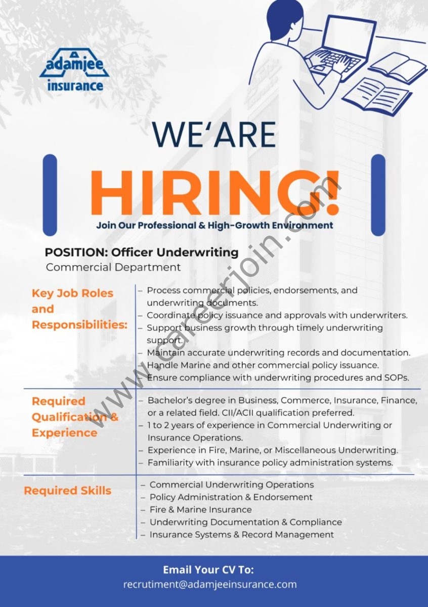 Adamjee Insurance Company Limited Jobs Officer Underwriting 1